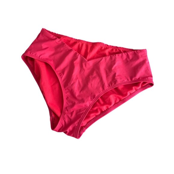 Ralph Lauren Red Mid-Rise V-Cut Bikini Swim Bottom US 14 NWT Swimwear Beach - Picture 1 of 7